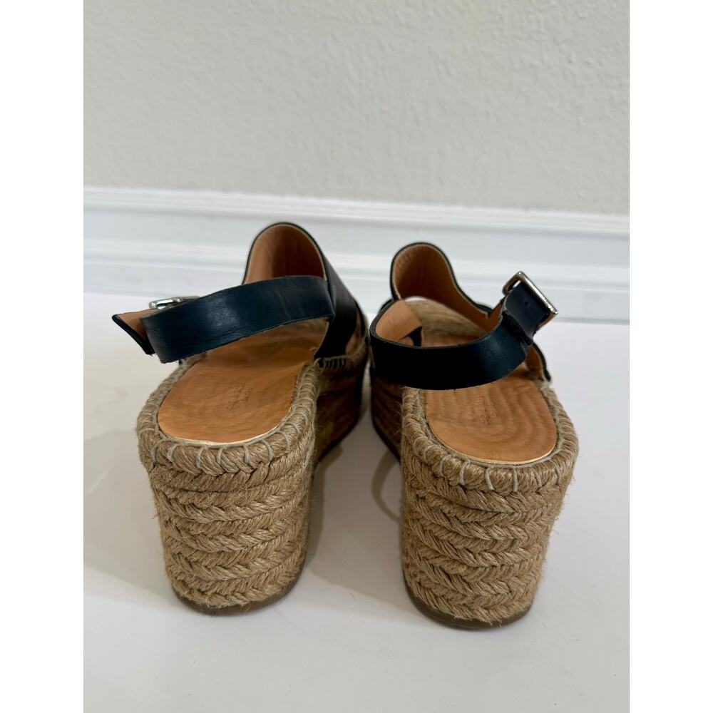 Rag & Bone Black Leather Suede Espadrille Platform Wedge Sandals Size EU 38 US 8 - Picture 5 of 12